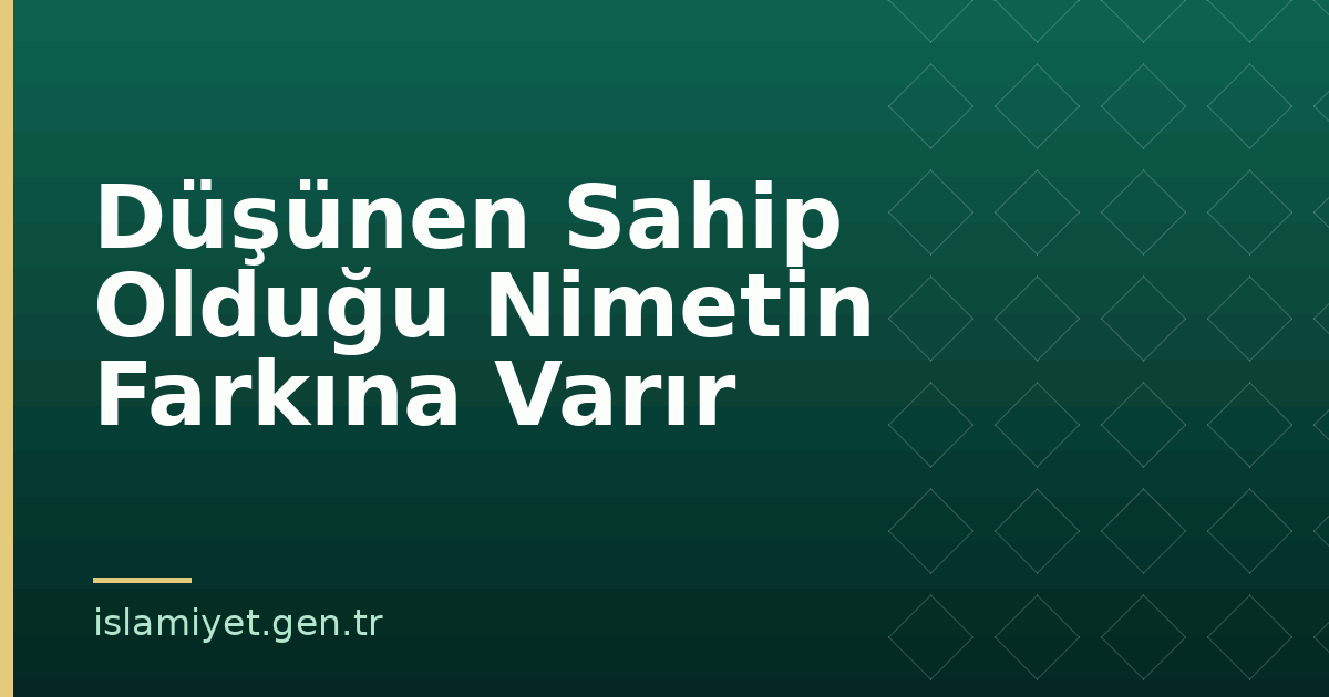 Düşünen Sahip Olduğu Nimetin Farkına Varır | İslamiyet.gen.tr